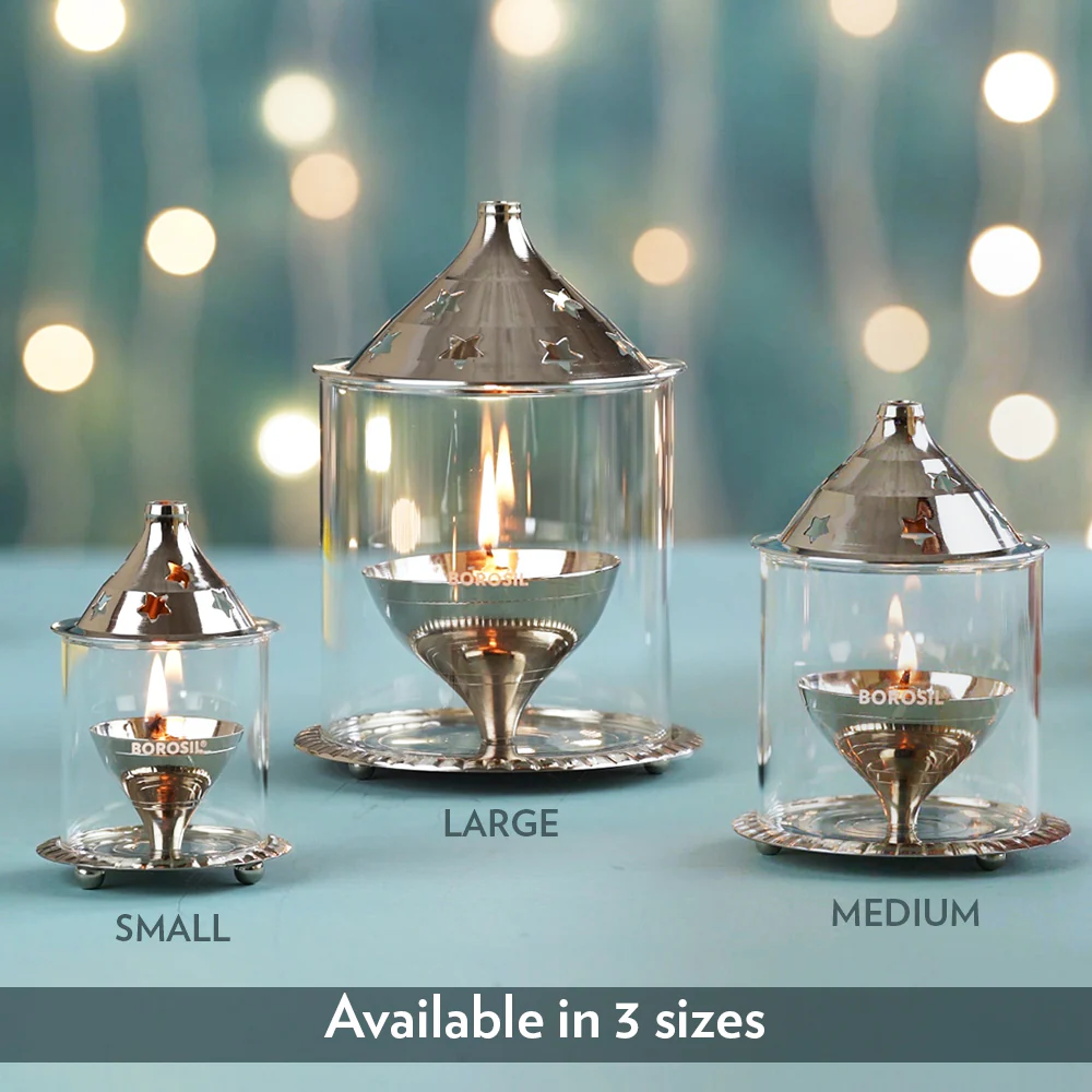 Borosil Akhand Diya, Nickel, Medium - Image 8